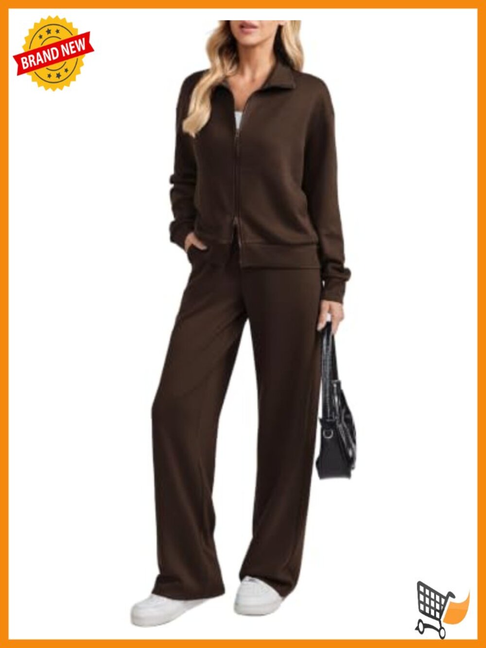 2-Piece Wide Leg Tracksuit Set with Zip Top